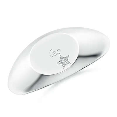 Angara Diamond Leo Engraved Signet Ring In Gray