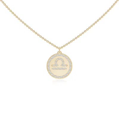 Angara Diamond Libra Zodiac Sign Reversible Medallion Pendant In Gold
