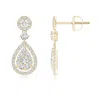 Angara Diamond Pear-shaped Cluster Halo Drop Earrings In Yellow Gold/g