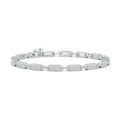 Angara Diamond Rectangular & Bow Tie Tennis Bracelet In Metallic