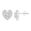 Angara Diamond Stud Earrings With Heart-shaped Halo In White Gold/h