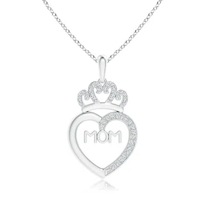 Angara Diamond Studded Crown "mom" Heart Pendant In Metallic