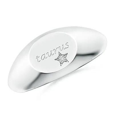 Angara Diamond Taurus Engraved Signet Ring In White