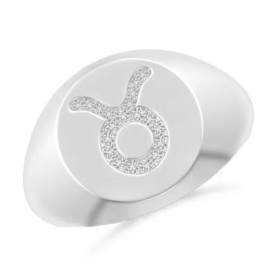 Angara Diamond Taurus Zodiac Sign Signet Ring In White
