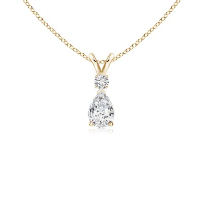Angara Diamond Teardrop Pendant With Diamond Accent In Gold