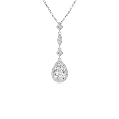 Angara Diamond Teardrop Pendant With Diamond Accents In Metallic