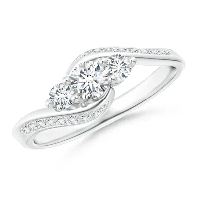 Angara Diamond Three Stone Bypass Ring In Metallic