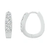 Angara Diamond Three Stone Hoop Earrings