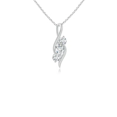 Angara Diamond Three Stone Pendant With Twisted Bale In White