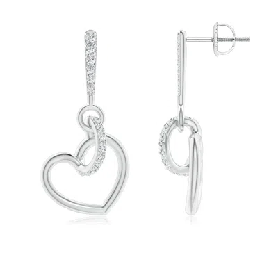 Angara Diamond Tilted Heart Drop Earrings In Metallic