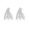 Angara Diamond Trident Huggie Hoop Earrings In White Gold/h