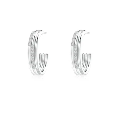 Angara Diamond Triple Layer Hoop Earrings In Metallic