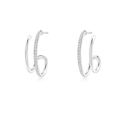 Angara Diamond Twin Layer Hoop Earrings In Metallic