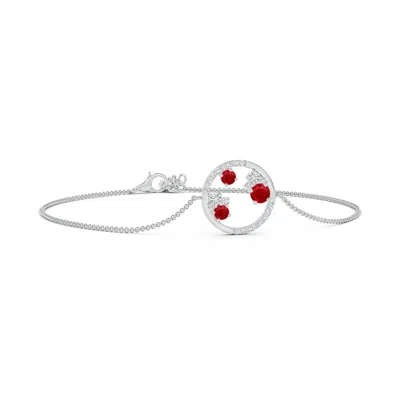 Angara Dispersed Ruby And Diamond Cancer Circle Bracelet In Metallic