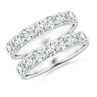 Angara Double Band Prong-set Lab-grown Diamond Engagement Ring Wrap In Metallic