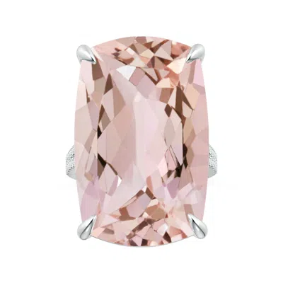Angara Double Claw-set Gia Certified Cushion Morganite Split Shank Ring With Diamonds In Neutral
