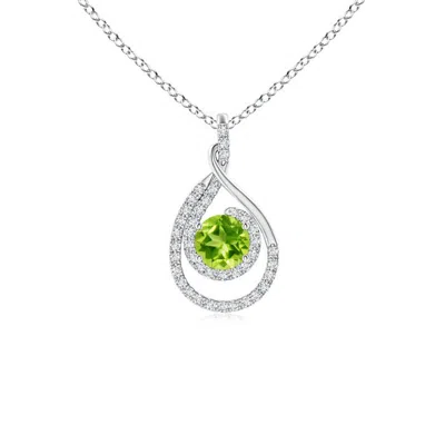 Angara Double Loop Twist Peridot Pendant With Diamonds In Metallic