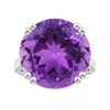 Angara Double Prong-set Gia Certified Solitaire Amethyst Reverse Tapered Ring With Leaf Motifs In White Gold/medium Dark Purple