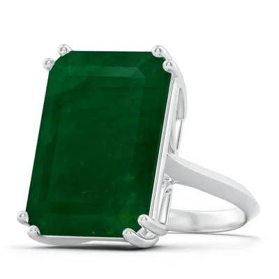 Angara Double Prong-set Gia Certified Solitaire Emerald-cut Emerald Knife Edge Ring In Metallic