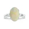 Angara Double Prong-set Gia Certified Solitaire Oval Opal Twisted Shank Ring In White Gold/milky With Very Low Play Of Colour