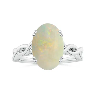 Angara Double Prong-set Gia Certified Solitaire Oval Opal Twisted Shank Ring In Metallic
