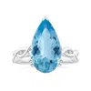 Angara Double Prong-set Gia Certified Solitaire Pear-shaped Aquamarine Twisted Shank Ring In White Gold/swiss Blue