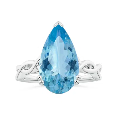 Angara Double Prong-set Gia Certified Solitaire Pear-shaped Aquamarine Twisted Shank Ring In Blue