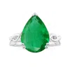 Angara Double Prong-set Gia Certified Solitaire Pear-shaped Emerald Twisted Shank Ring In White Gold/medium Green