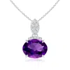 Angara East-west Amethyst Pendant With Diamond Bale In White Gold/dark Purple