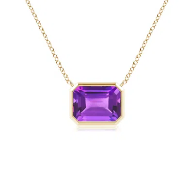 Angara East-west Bezel-set Emerald-cut Amethyst Pendant In Blue