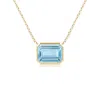Angara East-west Bezel-set Emerald-cut Aquamarine Pendant In Yellow Gold/light Swiss Blue