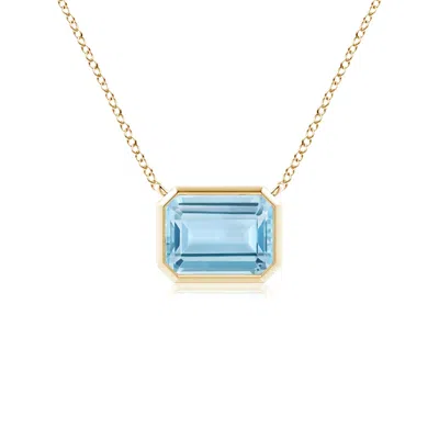 Angara East-west Bezel-set Emerald-cut Aquamarine Pendant In Gold