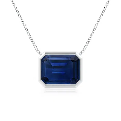 Angara East-west Bezel-set Emerald-cut Blue Sapphire Pendant In Metallic