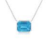 Angara East-west Bezel-set Emerald-cut Fancy Intense Blue Diamond Pendant