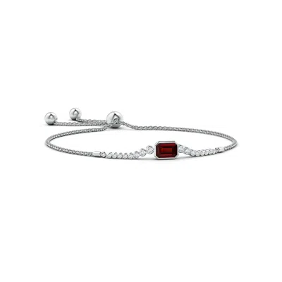 Angara East West Bezel-set Emerald-cut Garnet Bolo Bracelet In Green