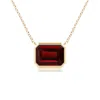 Angara East-west Bezel-set Emerald-cut Garnet Pendant In Yellow Gold/medium Red