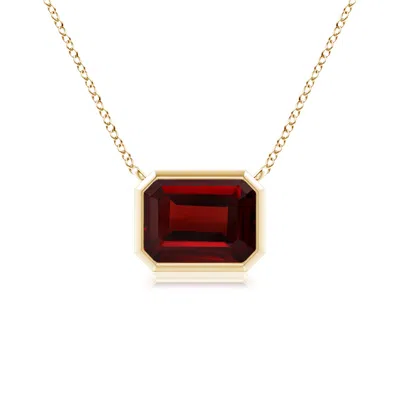 Angara East-west Bezel-set Emerald-cut Garnet Pendant In Gold