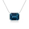 Angara East-west Bezel-set Emerald-cut London Blue Topaz Pendant In White Gold/deep Greenish Blue