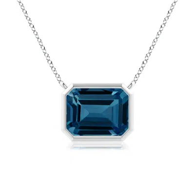Angara East-west Bezel-set Emerald-cut London Blue Topaz Pendant In Metallic