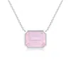 Angara East-west Bezel-set Emerald-cut Rose Quartz Pendant In White Gold/medium Pink