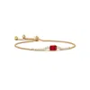 Angara East West Bezel-set Emerald-cut Ruby Bolo Bracelet In Yellow Gold/medium Red