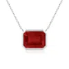 Angara East-west Bezel-set Emerald-cut Ruby Pendant In White Gold/medium Pinkish Red