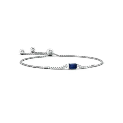 Angara East West Bezel-set Emerald-cut Sapphire Bolo Bracelet In Metallic