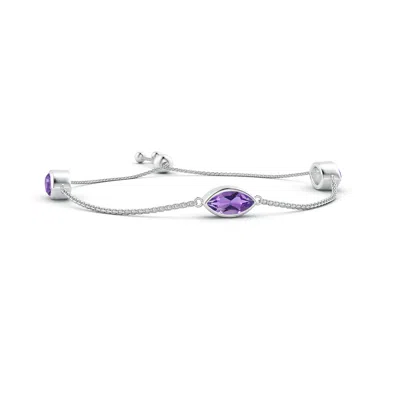 Angara East-west Bezel-set Marquise Amethyst Station Bolo Bracelet In Purple