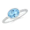 Angara East-west Bezel-set Oval Aquamarine And Diamond Ring In White Gold/swiss Blue