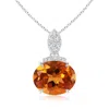 Angara East-west Citrine Pendant With Diamond Bale In Platinum/deep Golden