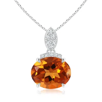 Angara East-west Citrine Pendant With Diamond Bale In Brown