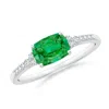 Angara East-west Cushion Rectangular Emerald Side Stone Engagement Ring In White Gold/rich Medium Green
