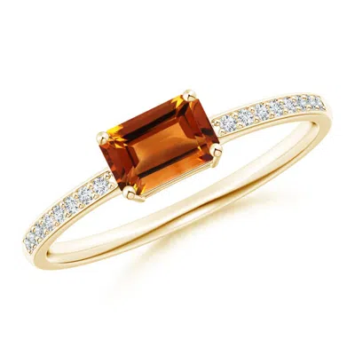 Angara East-west Emerald-cut Citrine Solitaire Ring In Gold