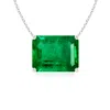 Angara East-west Emerald-cut Emerald Solitaire Pendant In White Gold/rich Medium Green
